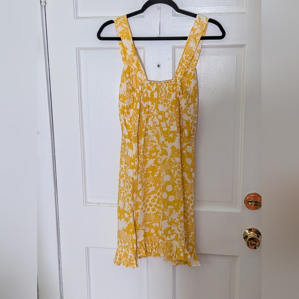 FAITHFULL THE BRAND Lou Lou Mini Dress Yellow Floral Jasmine Anthropologie Style - Picture 4 of 5
